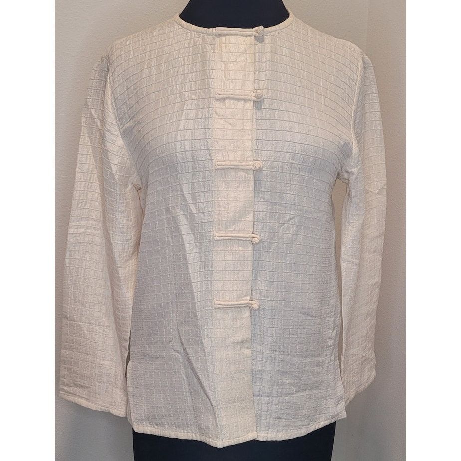 Eileen Fisher Eileen Fisher Textured Silk Jacket Ivory M Oriental Luxe Size M / US 6-8 / IT 42-44 - 1 Thumbnail