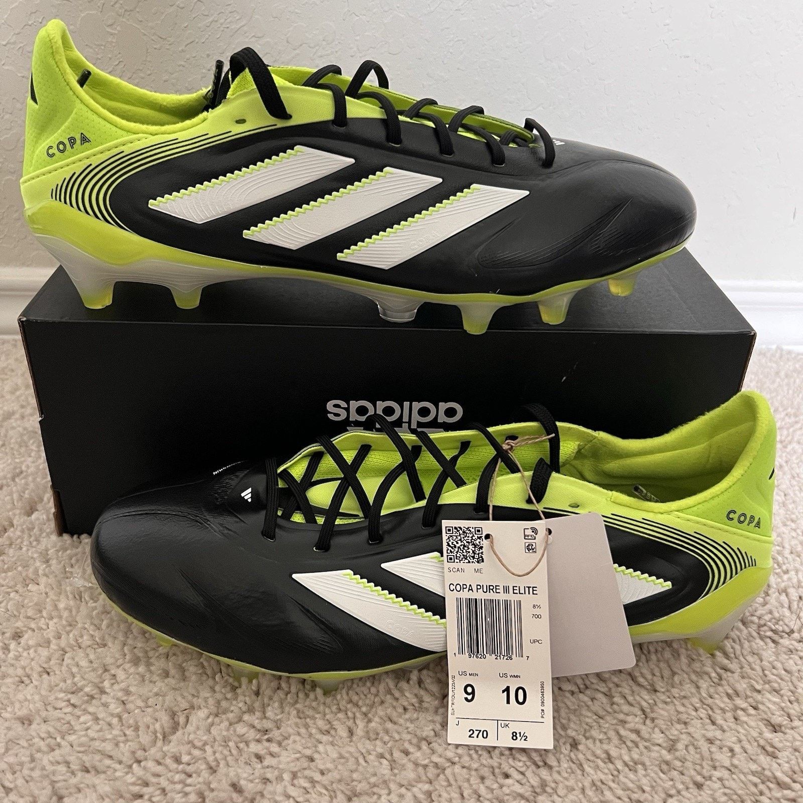 Adidas Adidas Copa Pure 3 Elite FG Black Soccer Cleat n Size 8.5 Size US 8.5 / EU 41-42 - 1 Thumbnail