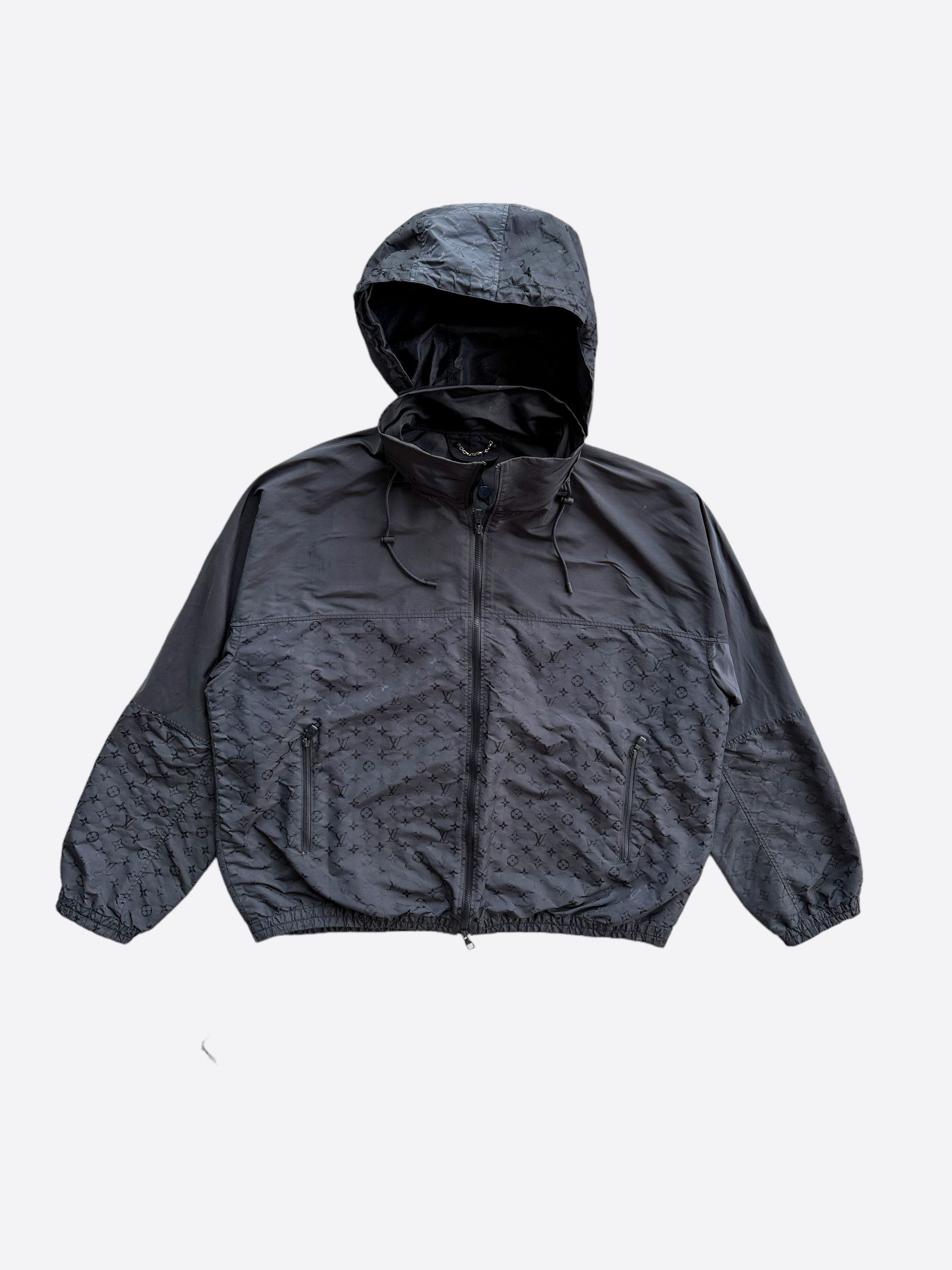 Image of Louis Vuitton Black Split Monogram Windbreaker, Men's (Size 2XL)