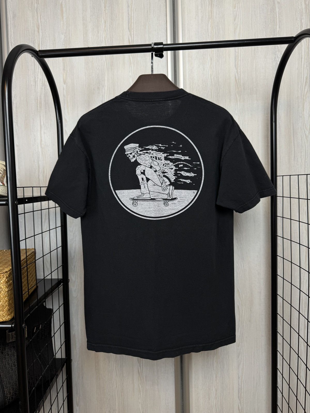 Vintage Sketchy Tank Skateboard Skull Pizza Back Skeleton knife tee Size US L / EU 52-54 / 3 - 1 Thumbnail