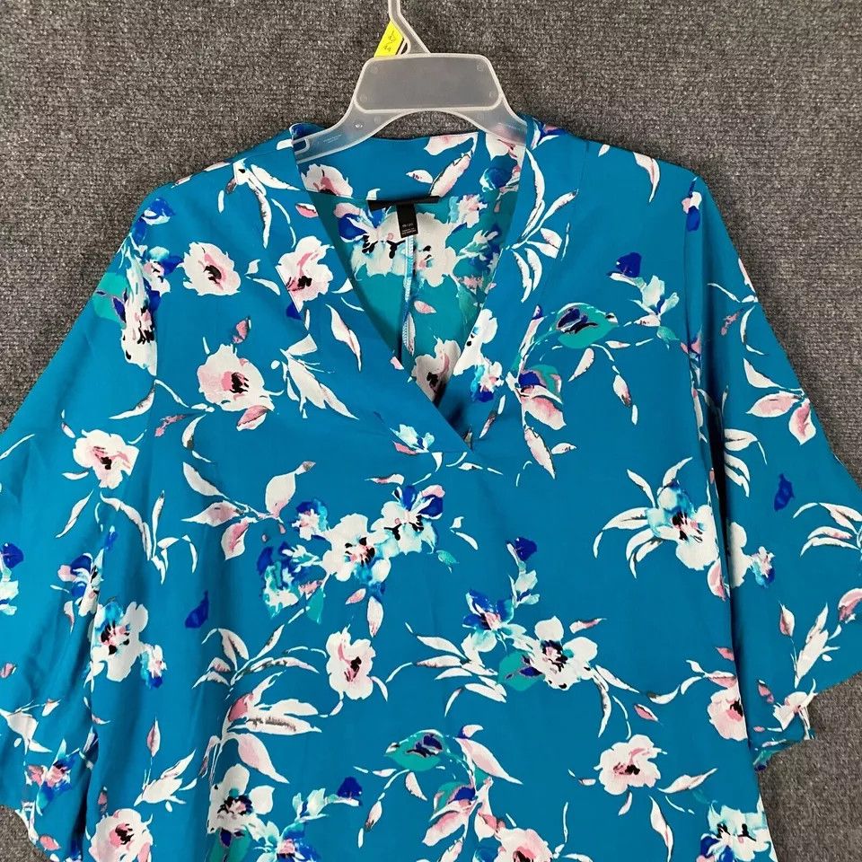 Other Lane Bryant Blouse Women's 18/20 Floral Blue Polyester Plus Size 3XL / US 20-22 - 2 Thumbnail