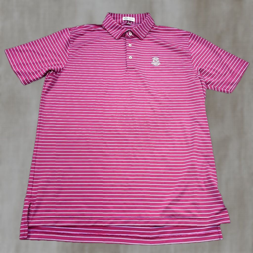 Peter Millar Peter Millar Polo Shirt Men Large Pink Striped Summer Comfort Wicking Quick Dry Breathable Logo Golf Casual Activewear Short Sleeve Size US L / EU 52-54 / 3 - 1 Thumbnail