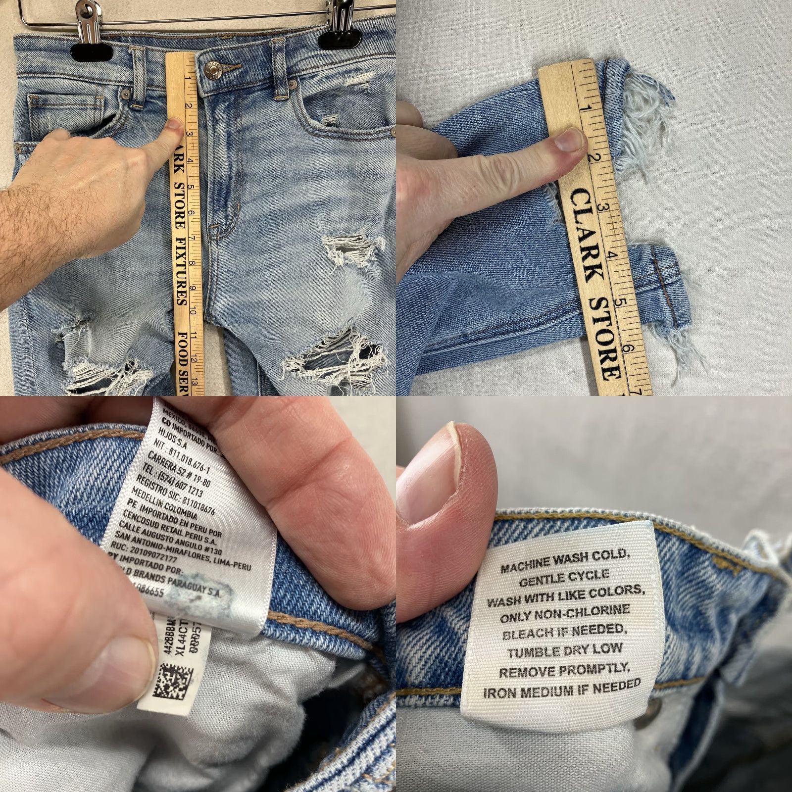 Vintage Women's American Eagle Stretch Mom Jean Size 2 Short 28x26 Distressed Blue Denim Size 26" / US 2 / IT 38 - 10 Thumbnail