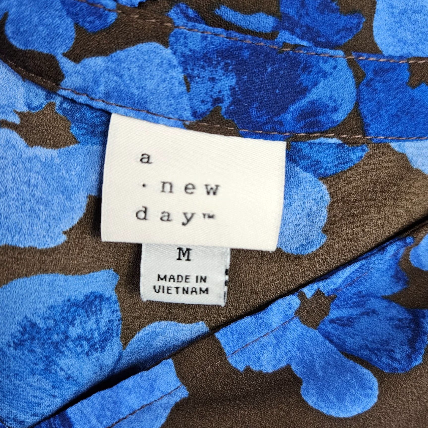 Vintage A New Day Womens Midi Dress Sz Medium Blue Brown Floral Long Sleeve Ruffle Size M / US 6-8 / IT 42-44 - 6 Thumbnail