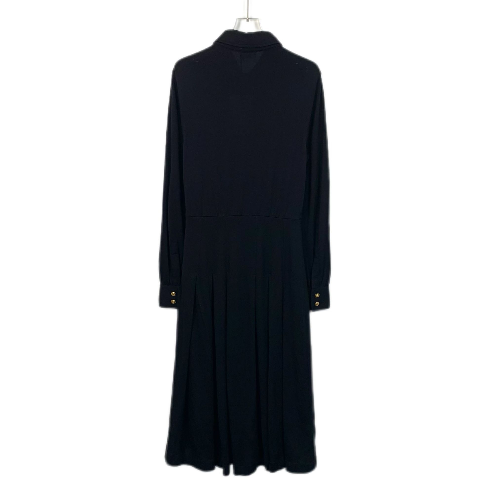 Celine Celine Black Wool Long-Sleeve Dress With Gold Buttons & Carr Size M / US 6-8 / IT 42-44 - 7 Thumbnail