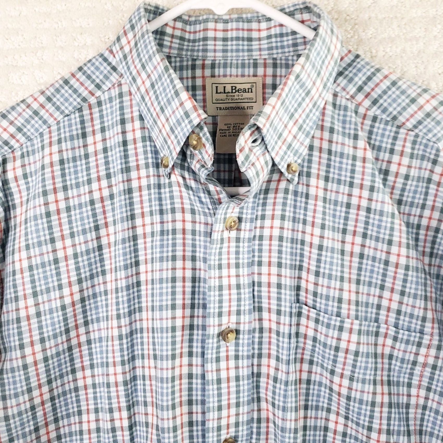 Vintage L.L. Bean Button-Down Shirt Mens Medium Blue Plaid Long Sleeve Traditional Fit Size US M / EU 48-50 / 2 - 3 Thumbnail