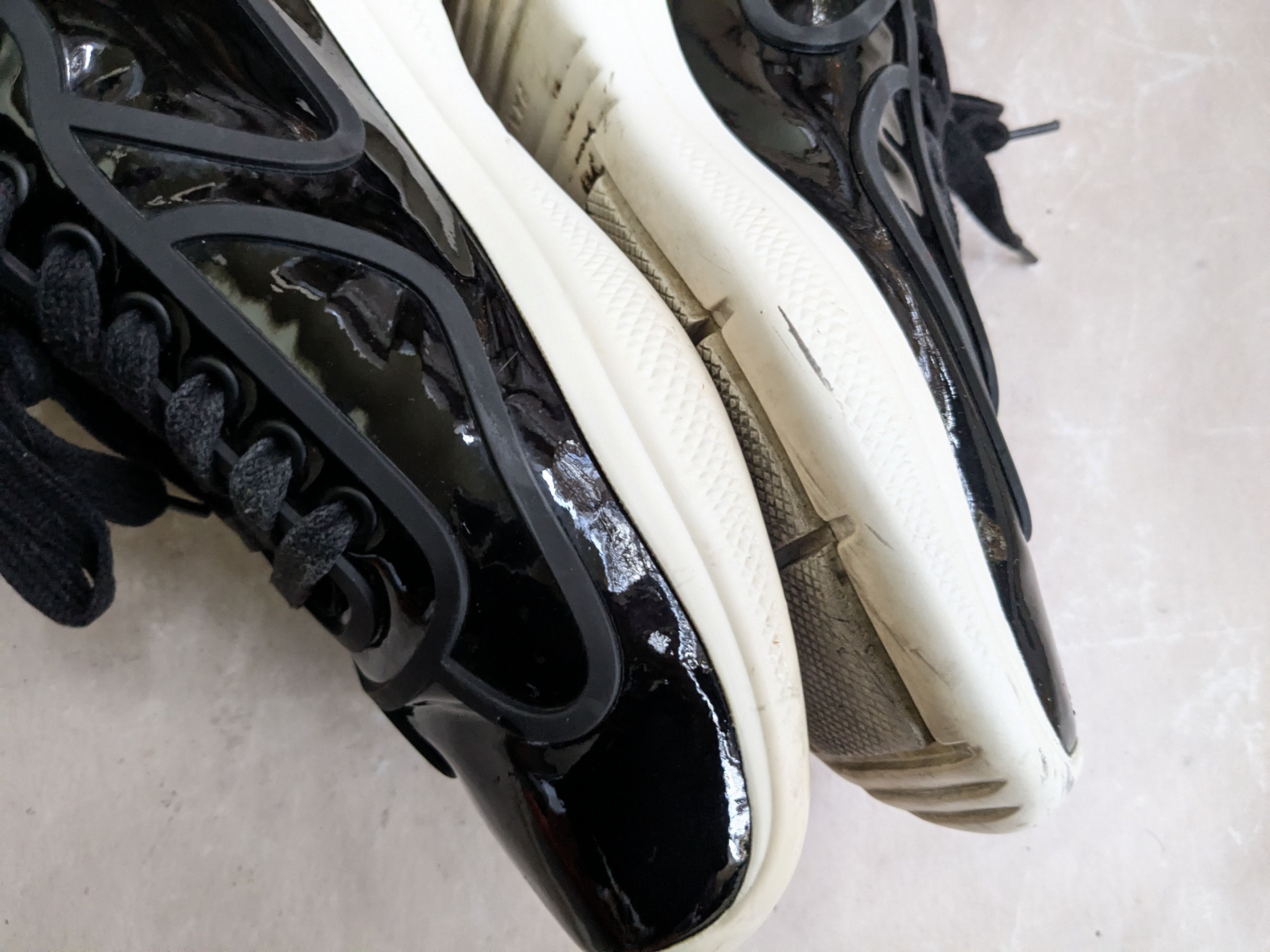 Prada America's Cup Sneakers Black Patent Leather 9 Low Tops