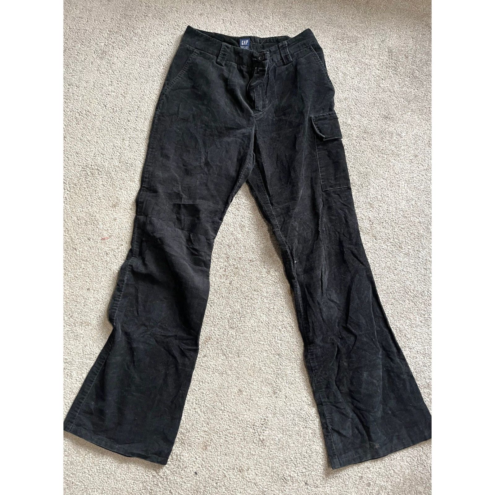 Gap GAP Jeans Cargo Pocket Corduroy Black Women's Size 1 Bootcut Pockets Button Size 25" / US 0 / IT 36 - 2 Thumbnail