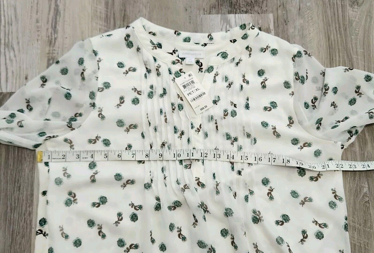 Charter Club Charter Club Blouse Petite Extra Large V Neck Sheer NWT Size XL / US 12-14 / IT 48-50 - 5 Thumbnail