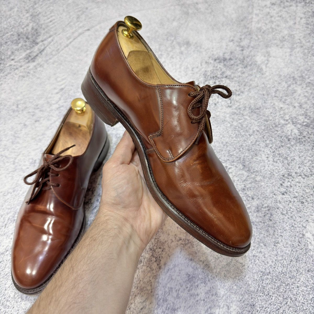 Barker Barker England Handmade Mens Brown Leather Derbies US9.5 Size US 9.5 / EU 42-43 - 6 Thumbnail