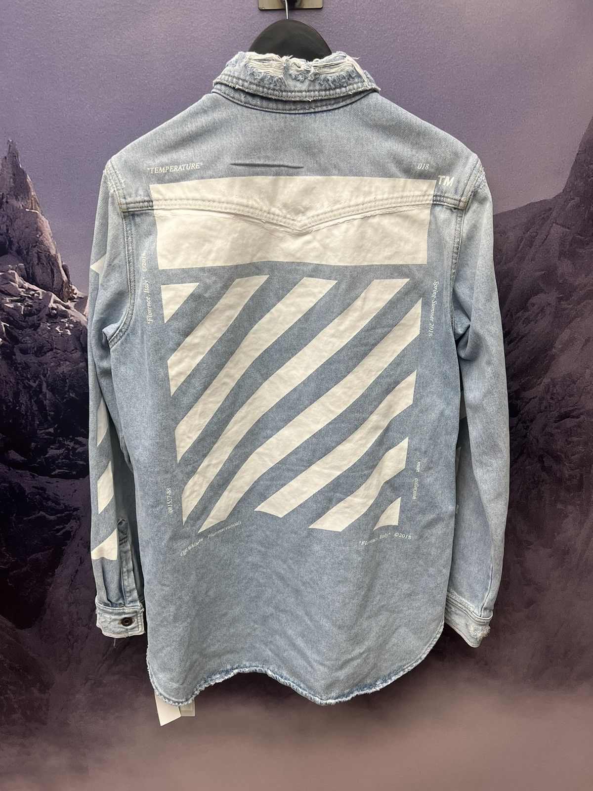 image of Off White Off-White “Temperature” Denim Shirt in Blue, Men's (Size Medium)