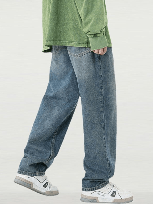 Japanese Brand Loose versatile trendy straight washed jeans y2k Size US 32 / EU 48 - 4 Thumbnail