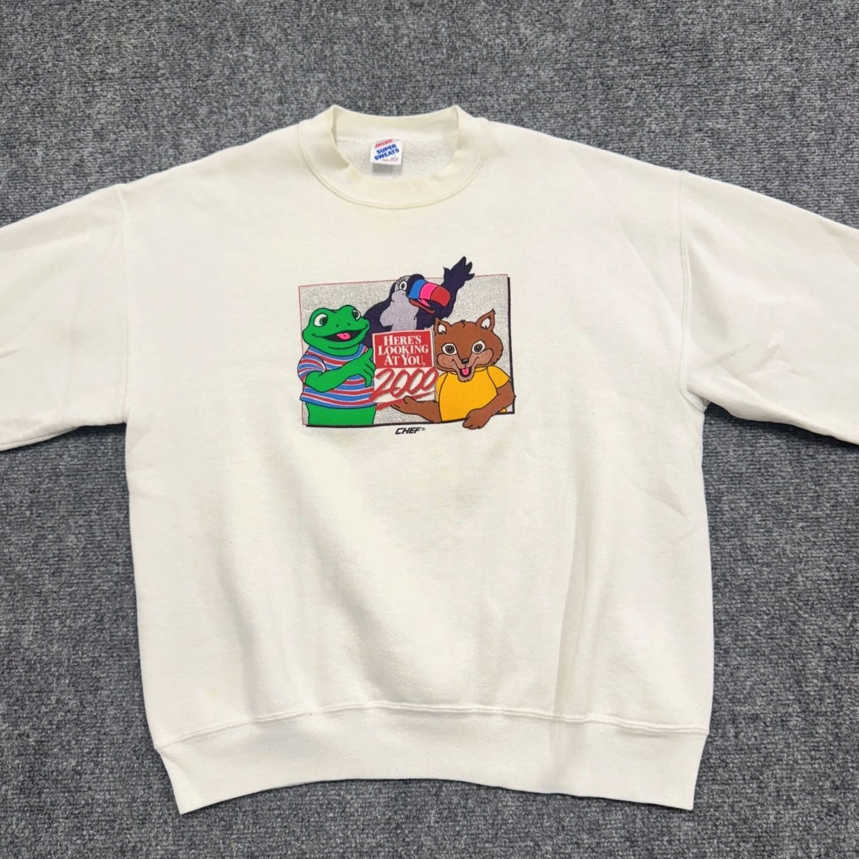 Jerzees VINTAGE Jerzees Sweatshirt Men's Large Pullover Gray 2000's CHEF Here's Looking At You Made In USA Mens Size US L / EU 52-54 / 3 - 3 Thumbnail