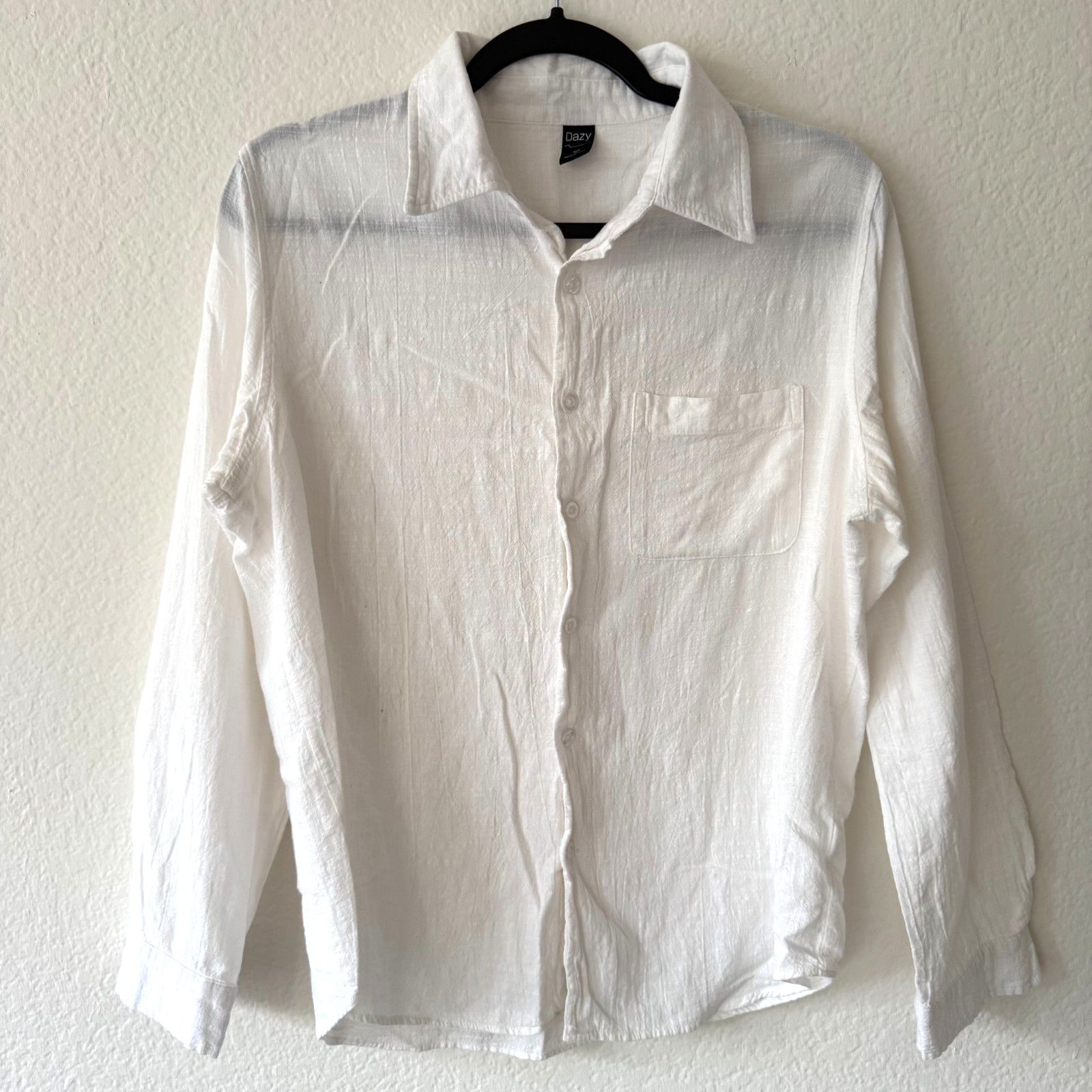 Other DAZY Sheer White Linen Texture Button Down Utility Shirt M Size M / US 6-8 / IT 42-44 - 2 Thumbnail