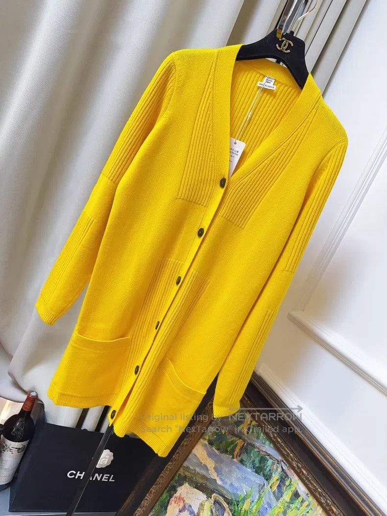 Hermes Hermes Yellow Cashmere Knit Open Cardigan Jacket Size XS / US 0-2 / IT 36-38 - 1 Thumbnail