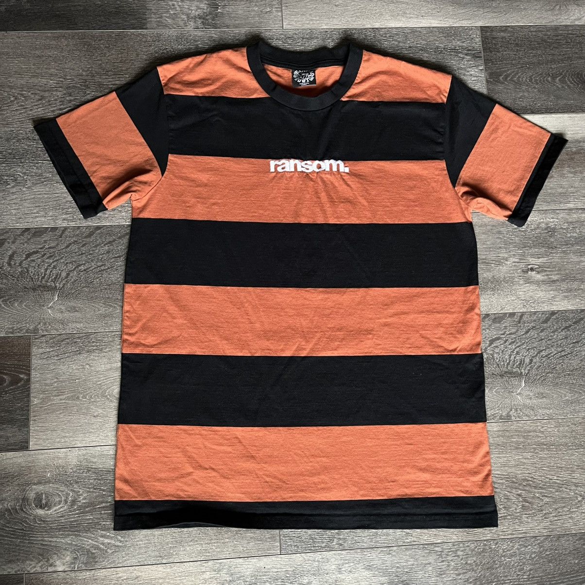 Ransom Clothing Vintage Ransom Clothing Orange Black Striped Embroidered Tee Size US L / EU 52-54 / 3 - 1 Thumbnail