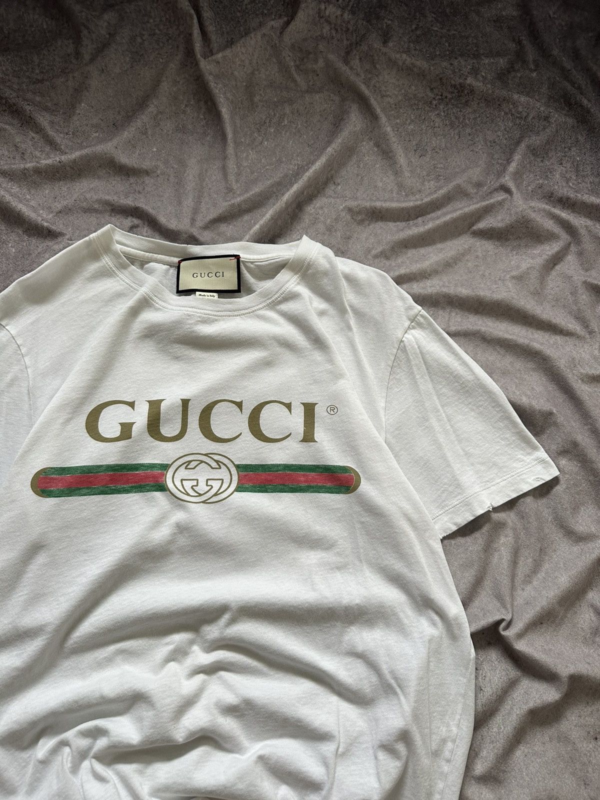 Gucci Gucci Distressed Washed Logo Tee Size S Mens Size US S / EU 44-46 / 1 - 4 Thumbnail