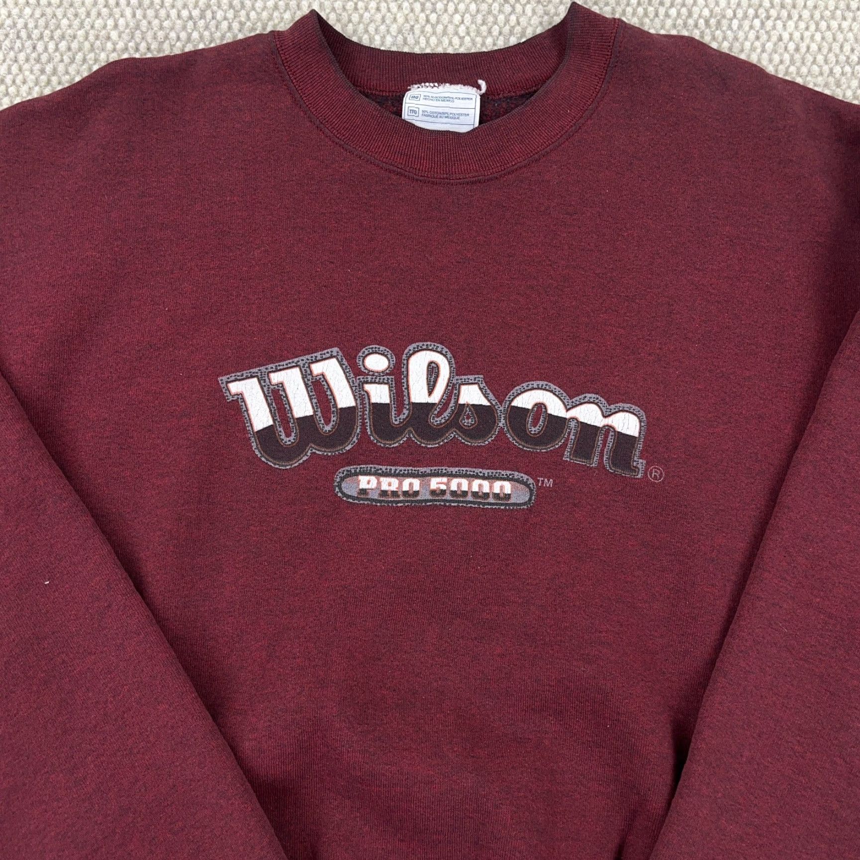 Wilson VINTAGE Wilson Sweatshirt Men 2XL Maroon Crewneck 90s Y2K Pro 5000 Logo Heavyweight All Seasons Graphic Print American Fashion Size US XXL / EU 58 / 5 - 2 Thumbnail
