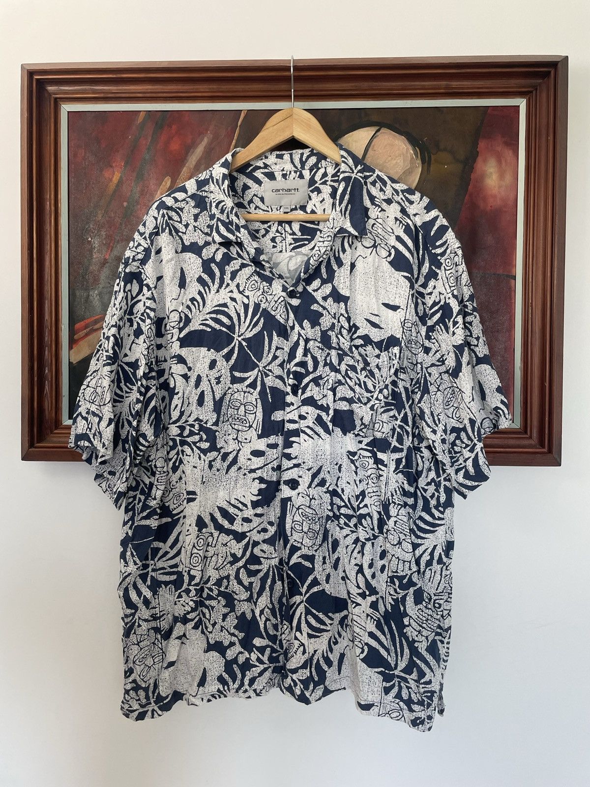 Carhartt Viscose Summer Button Up Shirt Tiki Mono Fullprint