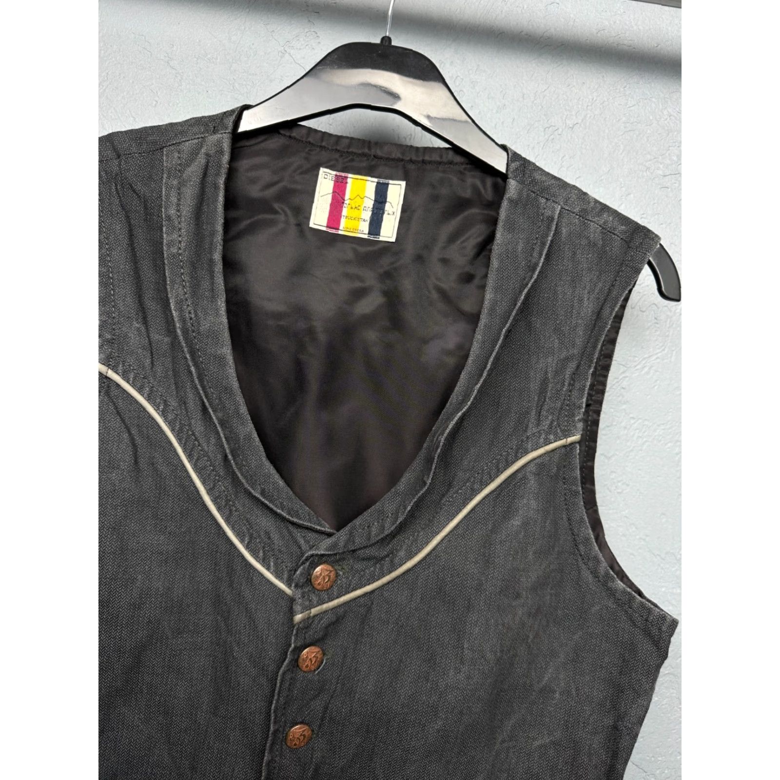 Diesel VINTAGE Diesel Vest Mens Cotton - Metal Vest Shirt Jacket 90s Style Black Size M Boys Mens Size US M / EU 48-50 / 2 - 2 Thumbnail