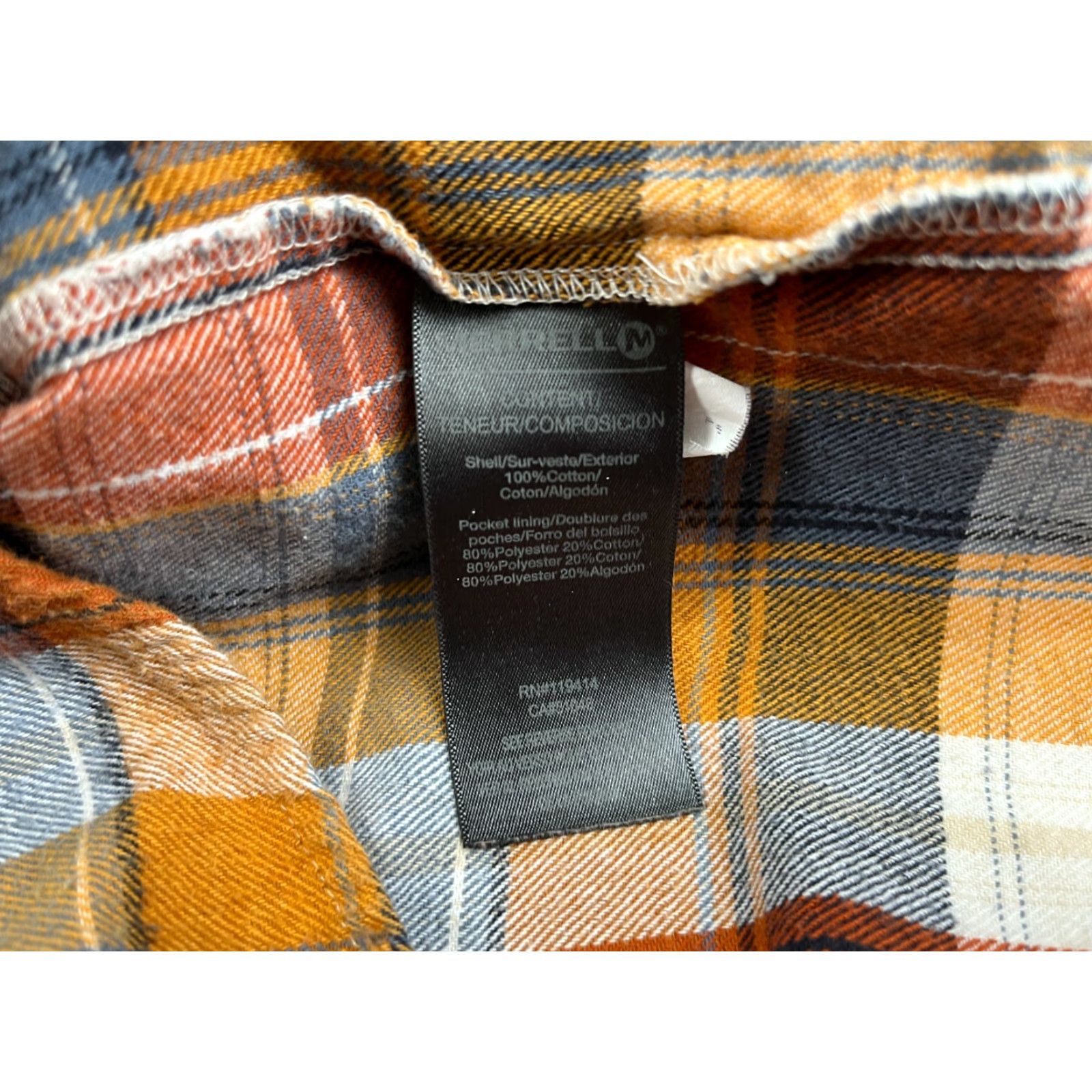 Merrell Merrell Button-Up Shirt Men's Flannel Plaid M Multicolor Cotton Long Sleeve Pockets Classic Outdoor Size US M / EU 48-50 / 2 - 6 Thumbnail