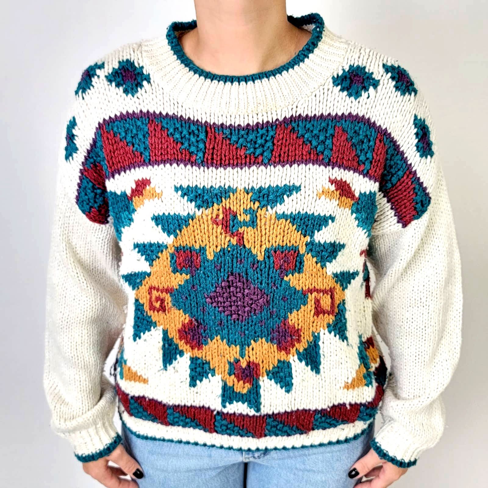 Vintage Vintage 1993 Crew Neck Chunky Knit Oversized Sweater - L Size L / US 10 / IT 46 - 1 Thumbnail