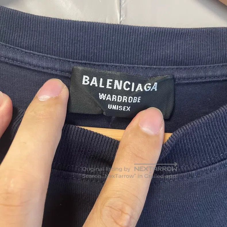 Balenciaga Balenciaga Navy Blue Embroidered Double Hook Medal Logo Sh Size US M / EU 48-50 / 2 - 4 Thumbnail