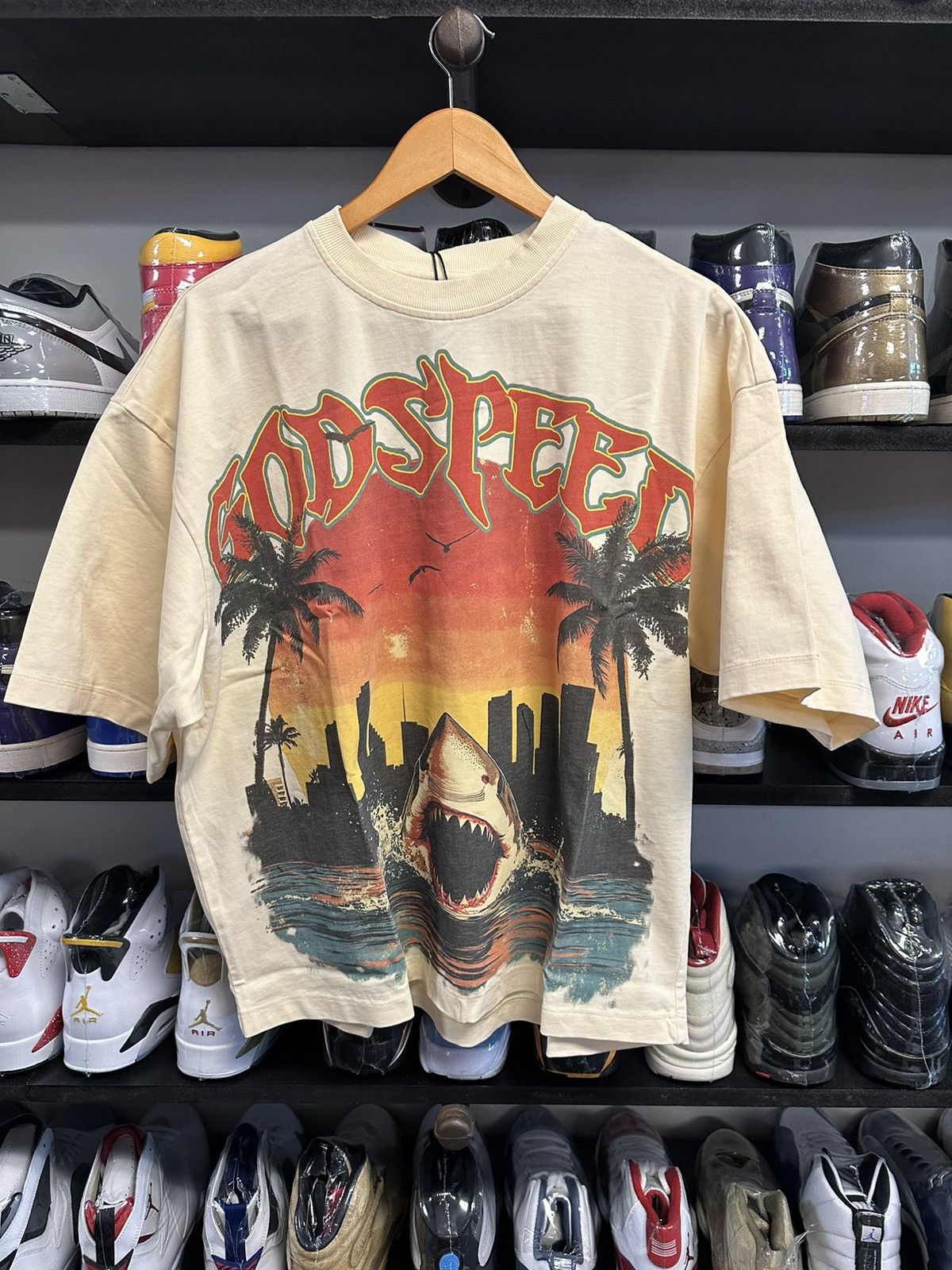 Godspeed Miami shark t shirt large new