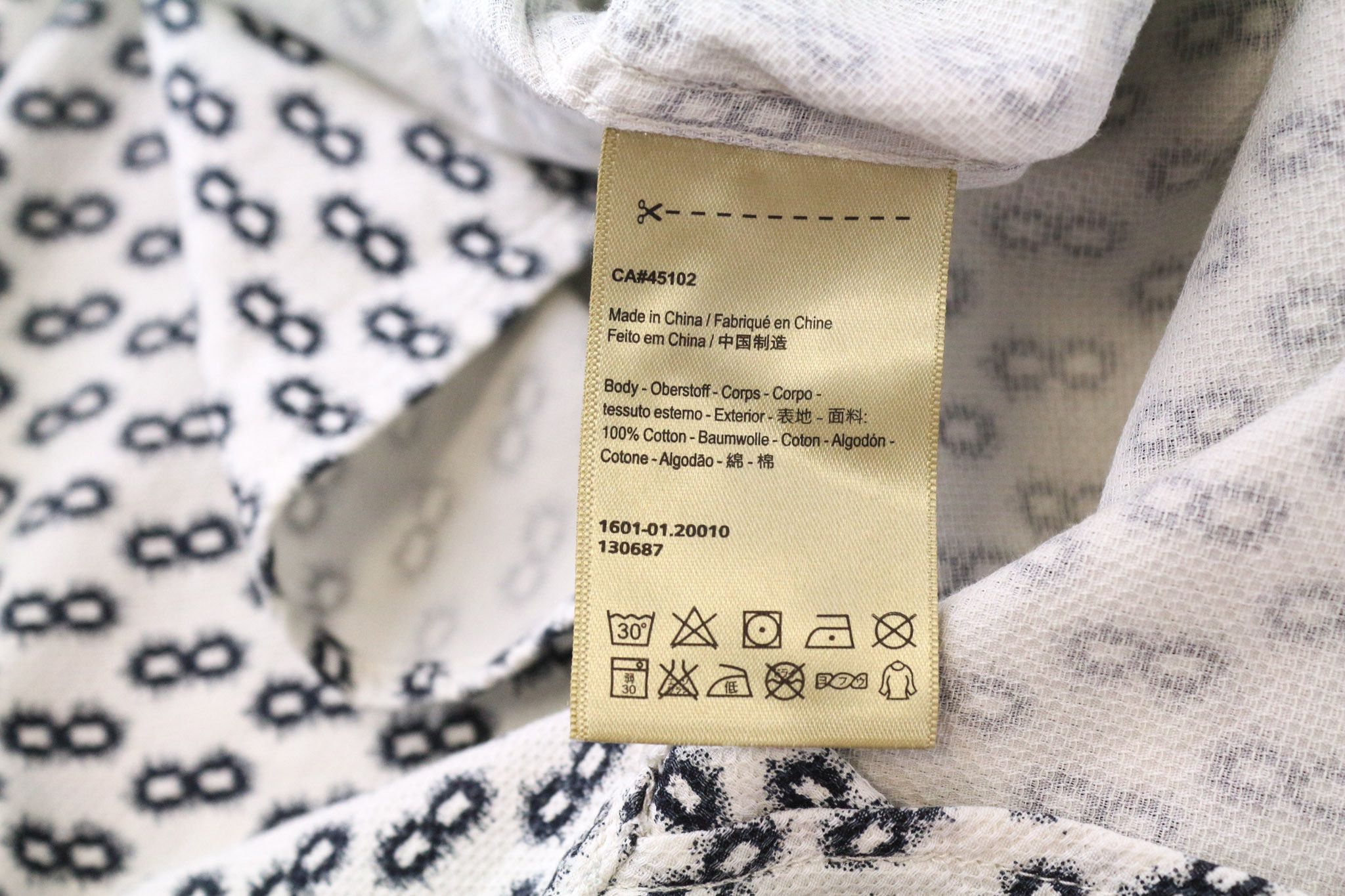 Scotch & Soda AMS COUTURE L White Navy Patterned Cotton Shirt 75667 Size US L / EU 52-54 / 3 - 5 Thumbnail