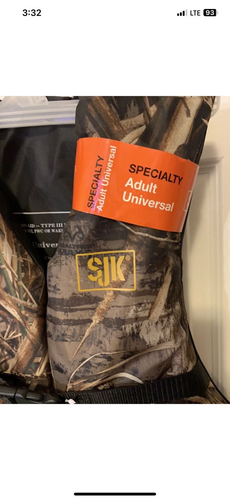 Realtree New SJK Realtree Max 5 adult universal USCG camo life vest Size US XL / EU 56 / 4 - 7 Thumbnail