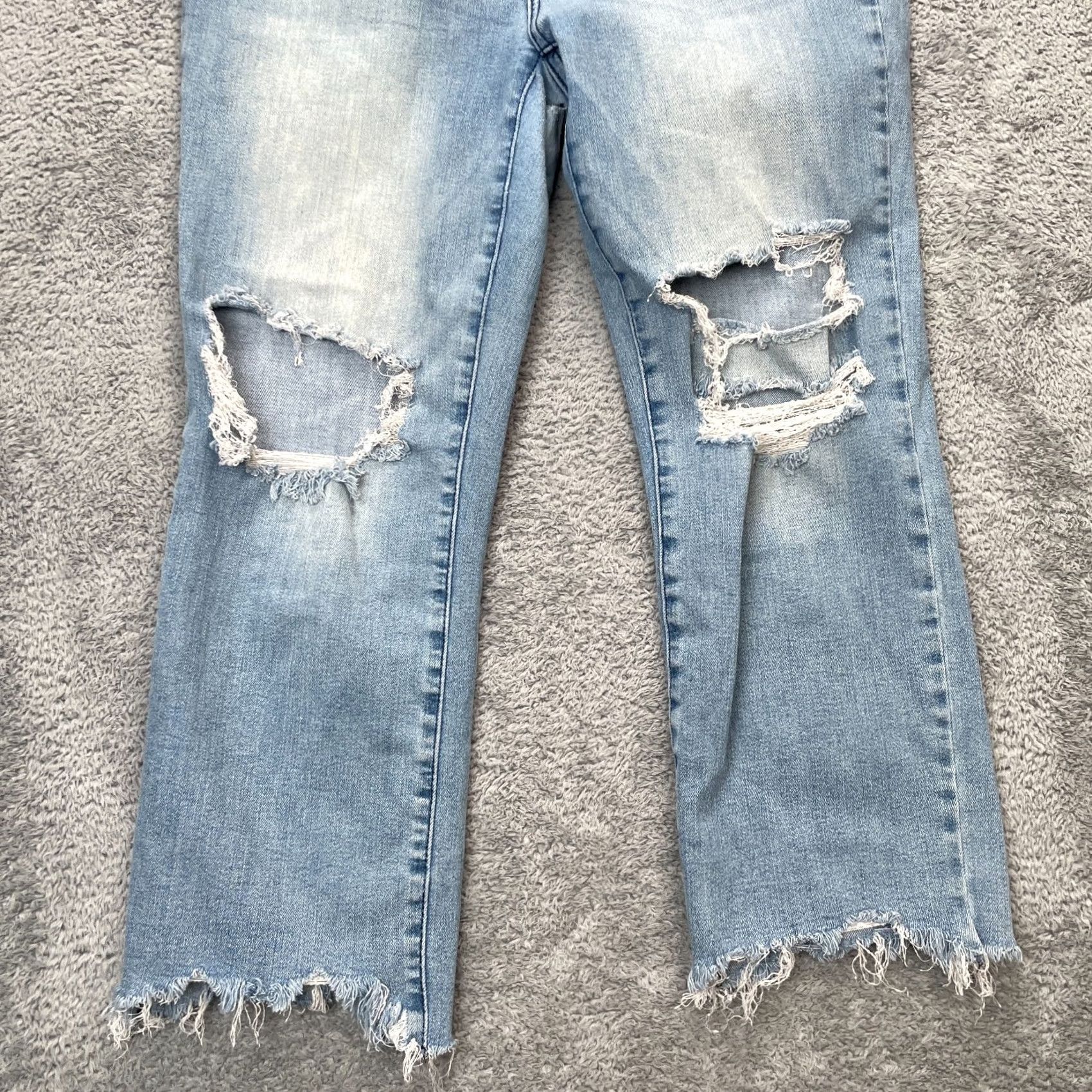 Denime Judy Blue Jeans Womens 32 Blue Straight Leg Denim Cotton Distressed Stretch Boho Jeans 5-Pocket Regular Inseam 24 in Blue Size 36" / US 14 / IT 50 - 5 Thumbnail