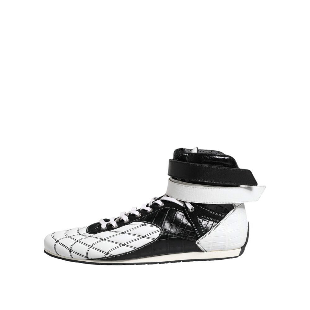 Dolce & Gabbana Dolce & Gabbana Black White Leather High Top Sneakers Shoes Size US 11 / EU 44 - 6 Thumbnail