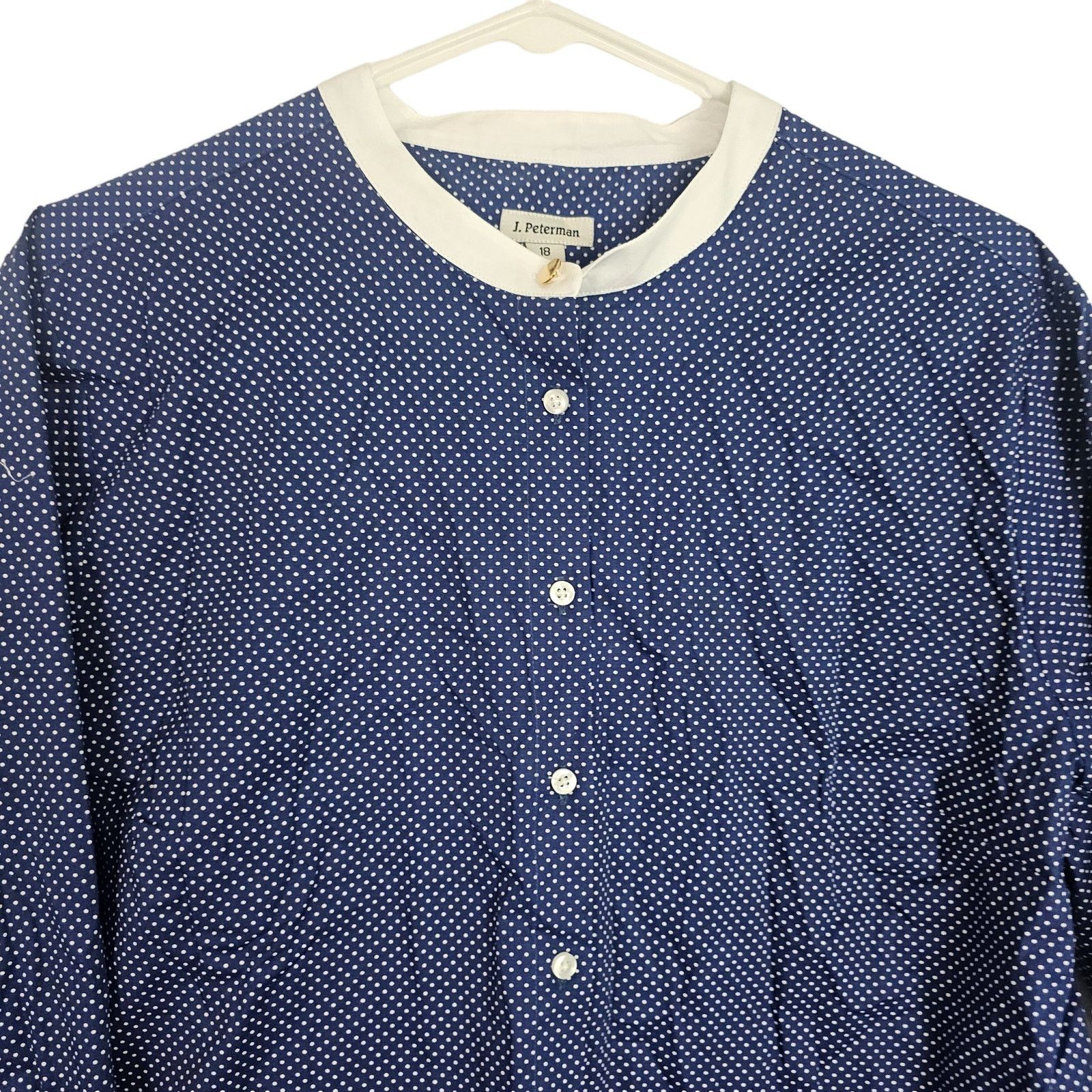 J. Peterman J. Peterman Womens Polka Dot Button Top 18 Classic Timeless Size XXL / US 16-18 / IT 52-54 - 2 Thumbnail