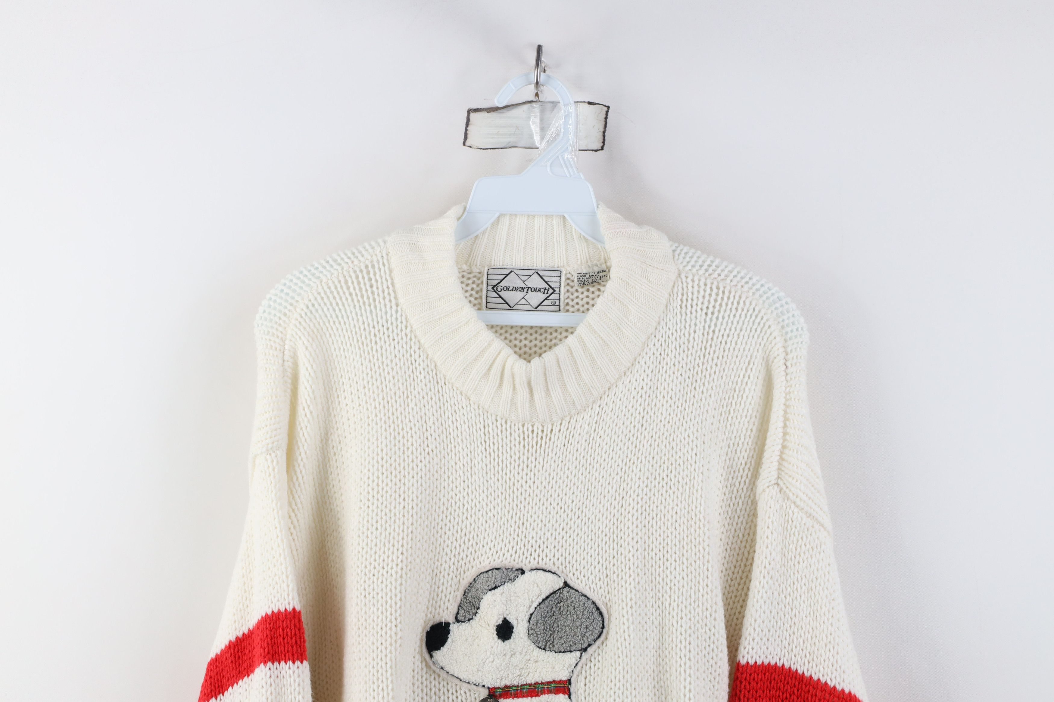 Vintage Vintage 80s 90s Streetwear Puppy Dog Knit Sweater White Size XXL / US 16-18 / IT 52-54 - 2 Thumbnail