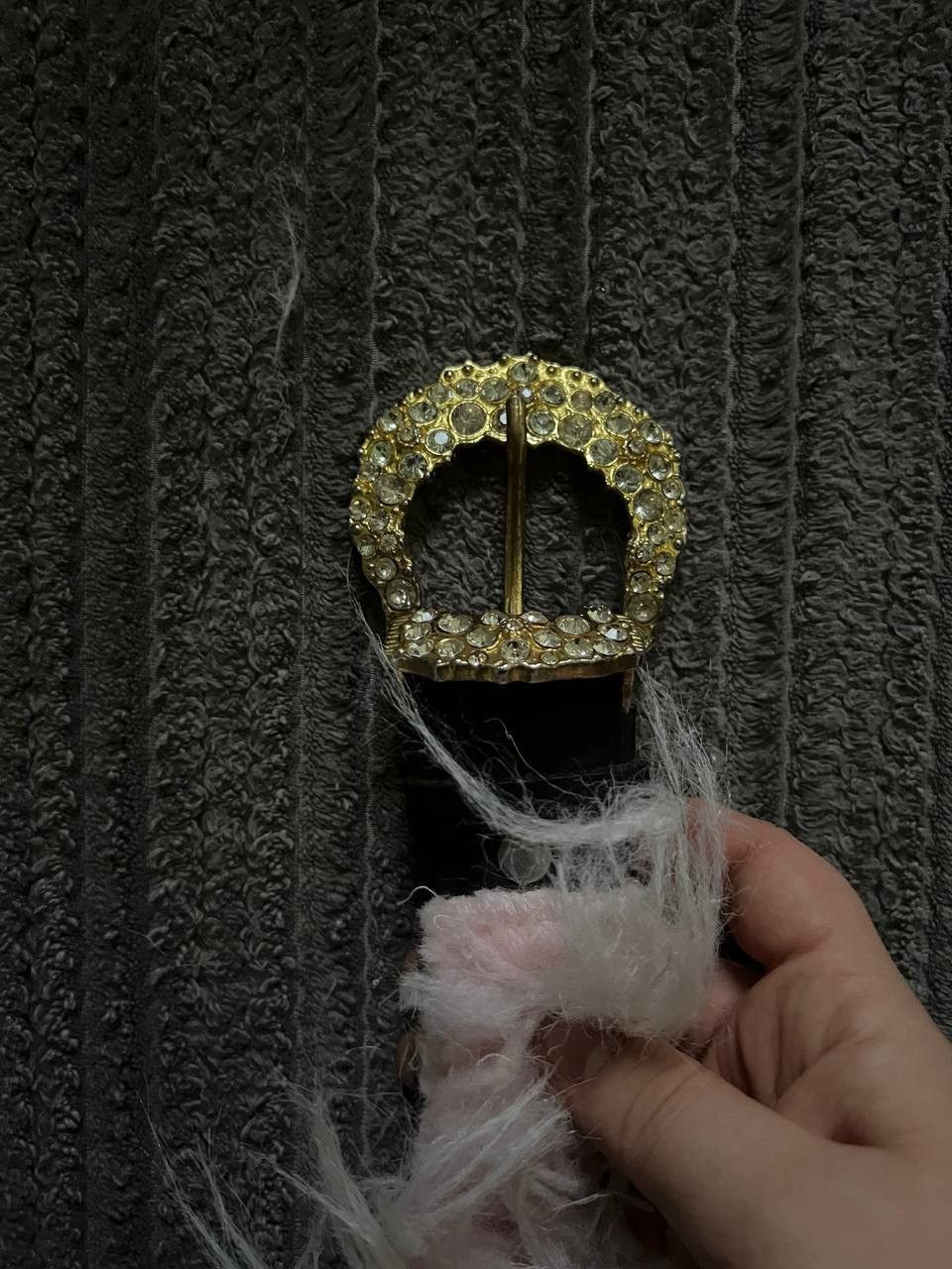 If Six Was Nine × Vintage Vintage Y2K Fuzzy Fur Leather Metal Opium Carti Style Belts Size ONE SIZE - 7 Thumbnail