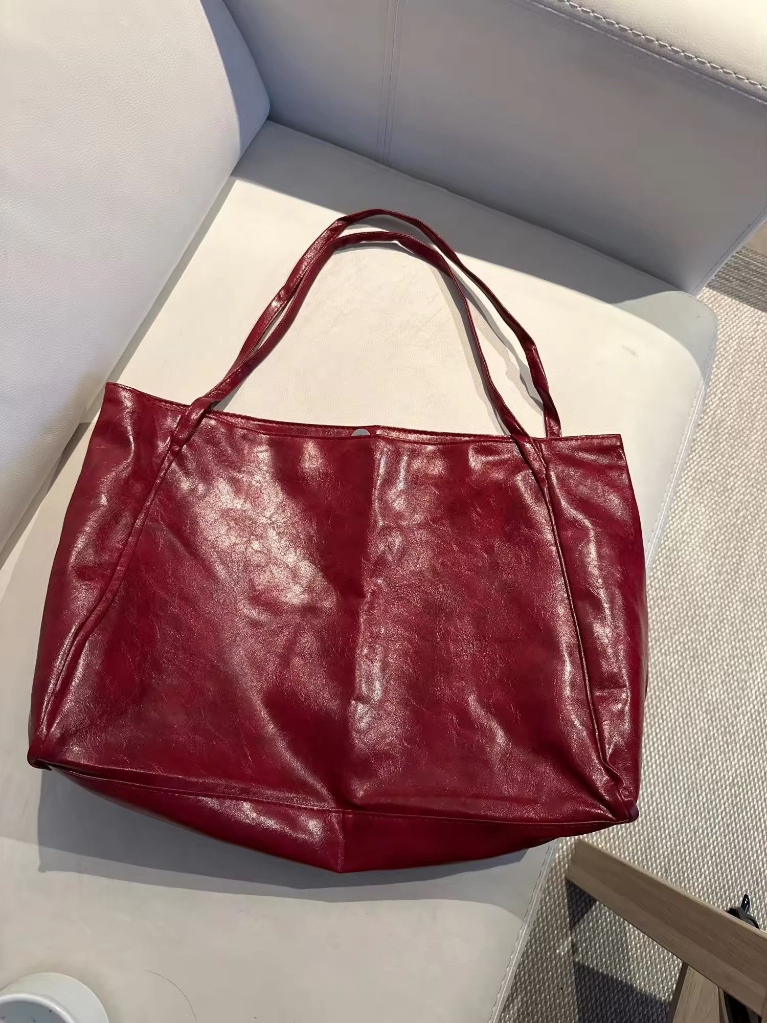 Vintage Large Capacity Soft Pu Leather Shoulder Bag Size ONE SIZE - 3 Thumbnail