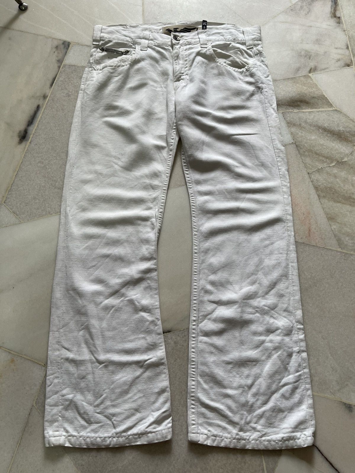 Emporio Armani Emporio Armani Metal Emblem Pocket White Denim Jeans 96 Size US 36 / EU 52 - 2 Thumbnail
