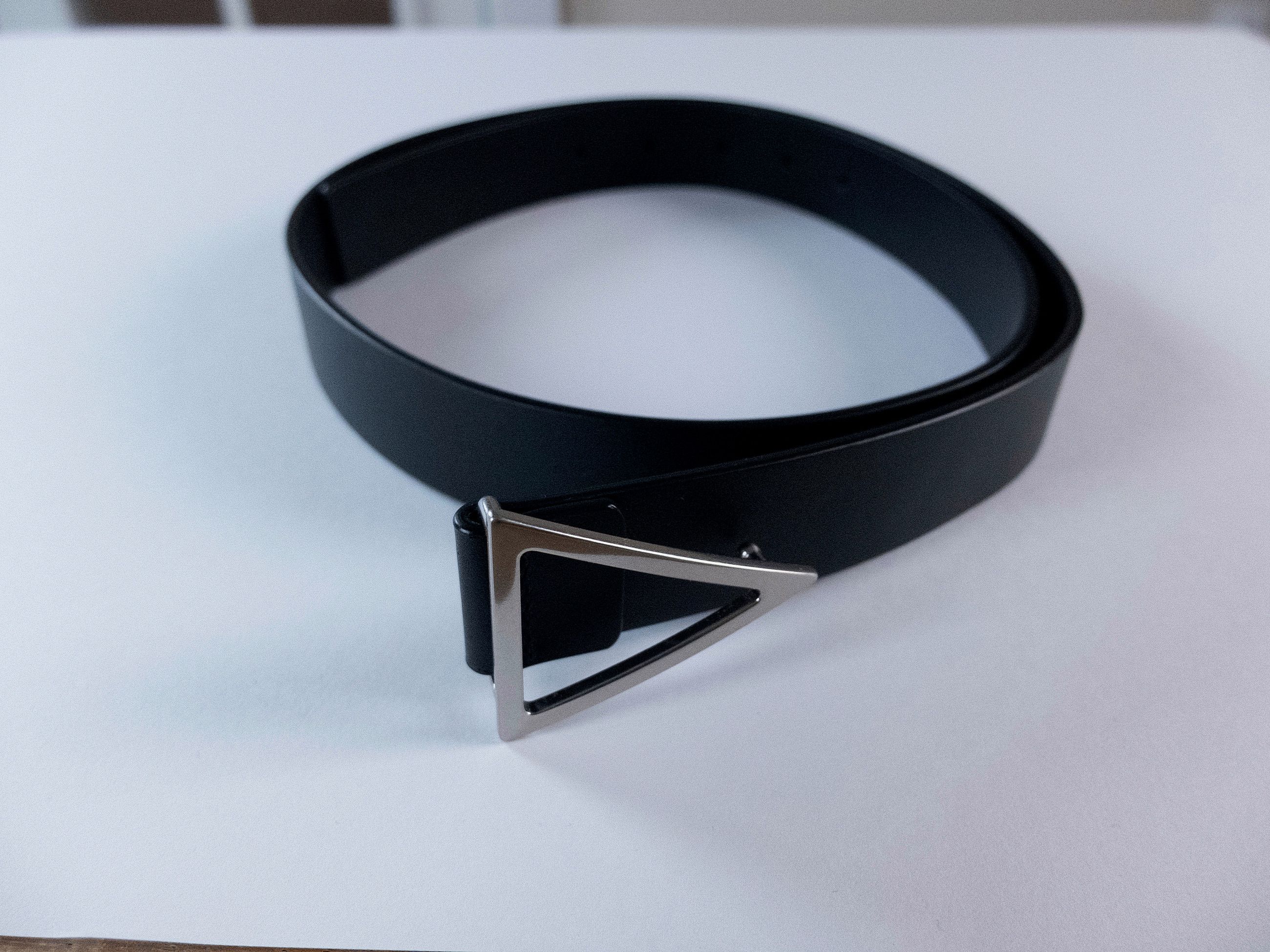 Bottega Veneta BOTTEGA VENETA black triangle buckle leather belt 36 95 Size 36 - 1 Thumbnail