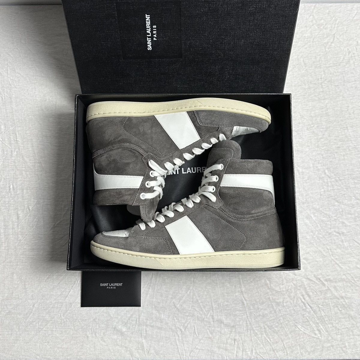Pre-owned Hedi Slimane X Saint Laurent Paris Sl / 10h Gat's High Shoes In Grey