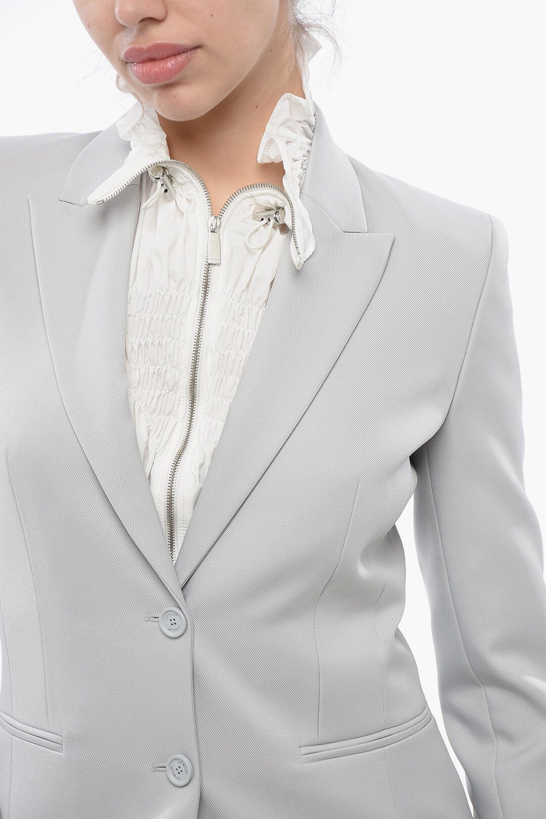 Off-White og1mm1125 Peak Lapel Slim Fit Blazer in Grey Size M / US 6-8 / IT 42-44 - 3 Thumbnail