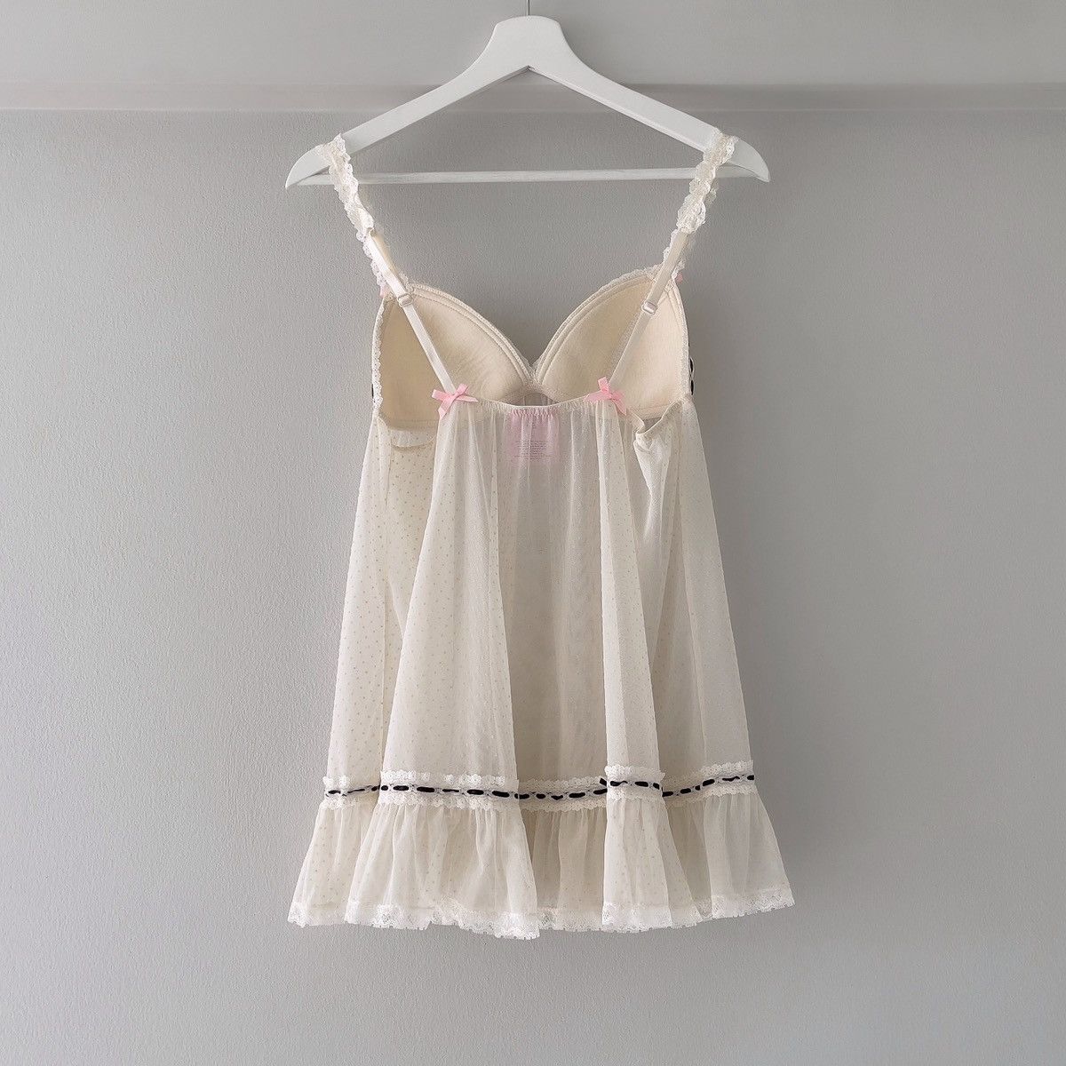Victoria's Secret Romantic Cream Mesh Sheer Mini Dress (Small) Size S / US 4 / IT 40 - 11 Thumbnail