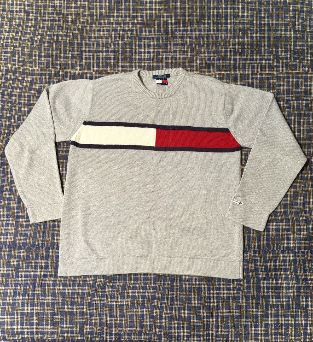 Tommy Hilfiger Tommy Jeans Knit Sweater Logo Stripe Colorblock Jumper Vtg Size US M / EU 48-50 / 2 - 1 Thumbnail