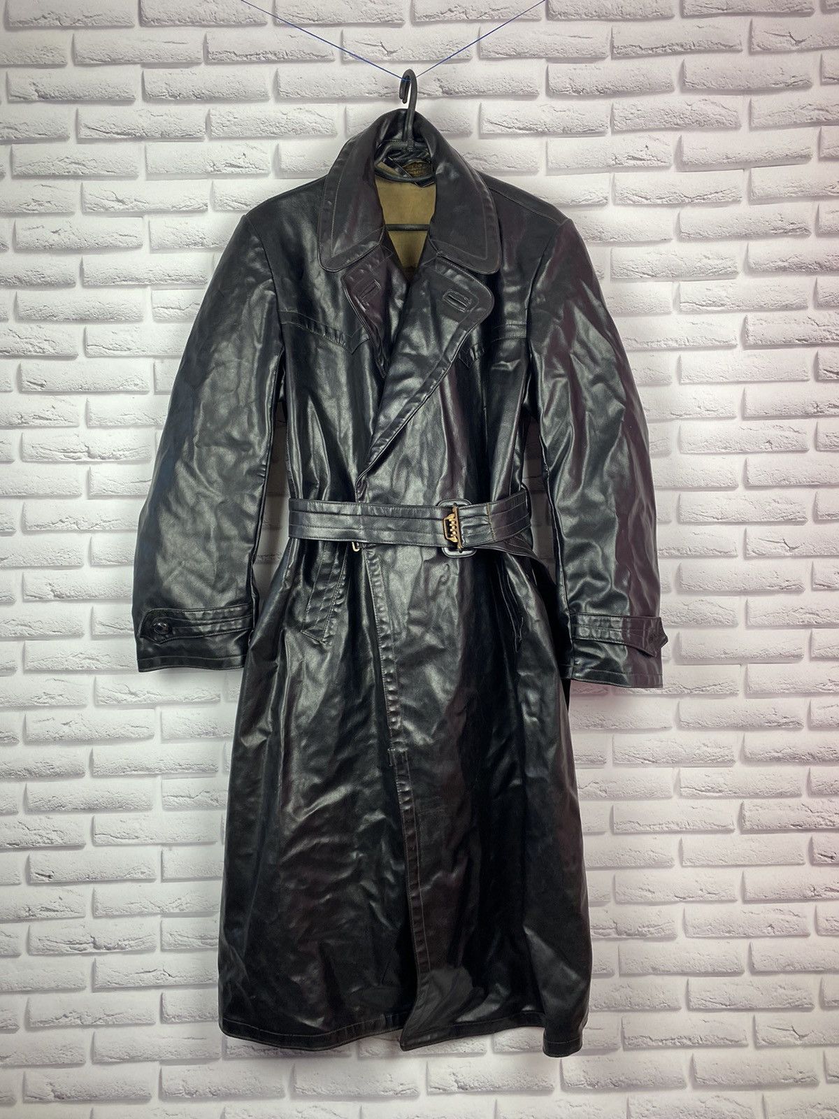 Leather Black vintage leather frock cape coat Size US L / EU 52-54 / 3 - 1 Thumbnail
