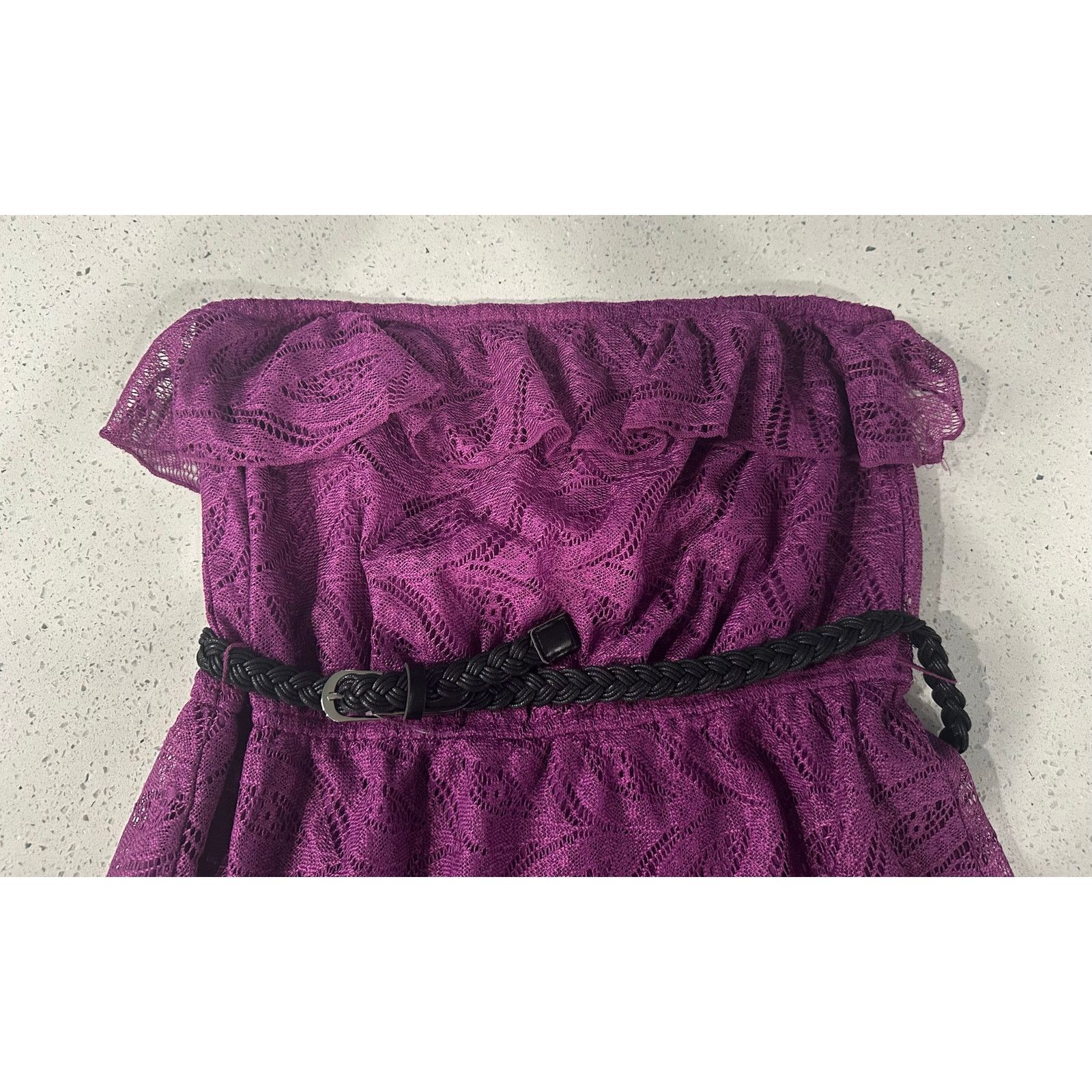 Other Maurices Sleeveless Bright Purple Lacey Ruffle Short Dress Size XL / US 12-14 / IT 48-50 - 3 Thumbnail