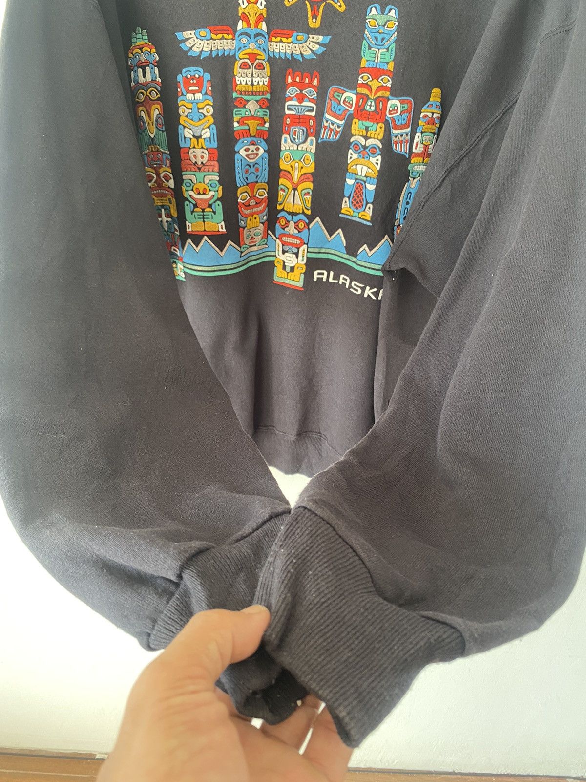 Hanes × Vintage Vintage Alaska Hanes 90s Voodo Glow Skull Crewneck Sunfaded Size US XXL / EU 58 / 5 - 8 Thumbnail