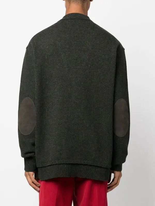 Maison Margiela o1loc1c1125 V-neck Elbow Patch Cardigan in Dark Grey Size US L / EU 52-54 / 3 - 4 Thumbnail