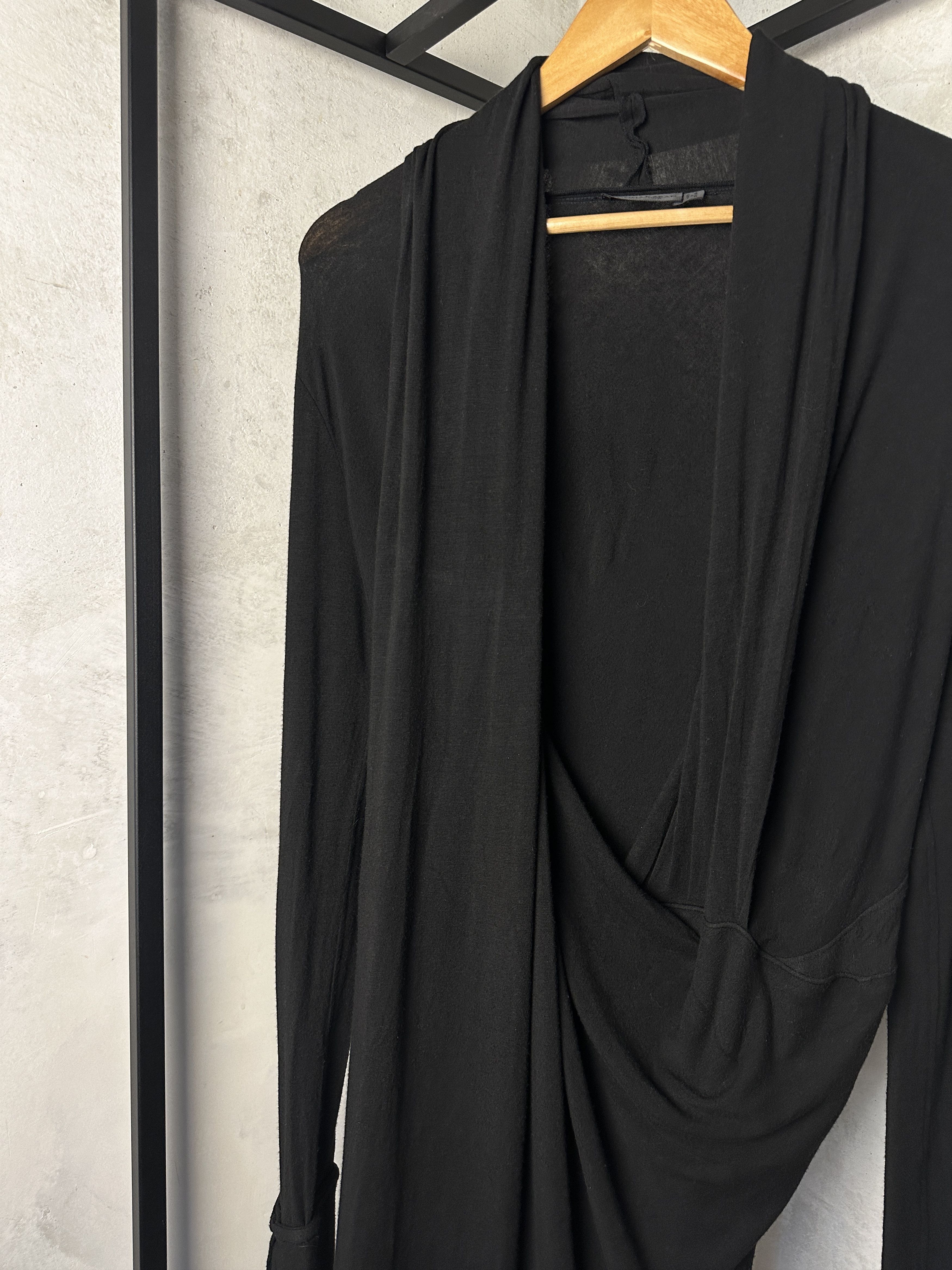 DKNY Donna Karan Asymmetrical V-Neck Black Dress Size S / US 4 / IT 40 - 4 Thumbnail