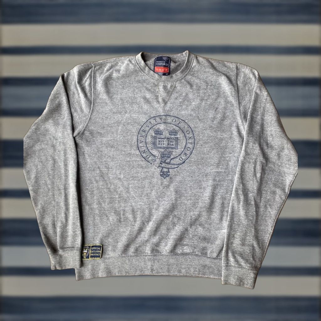 Vintage VINTAGE University Of Oxford Sweatshirt Medium Gray Crew Neck Knit Pullover Unisex Adults Pockets Logo All Seasons Size US M / EU 48-50 / 2 - 1 Thumbnail
