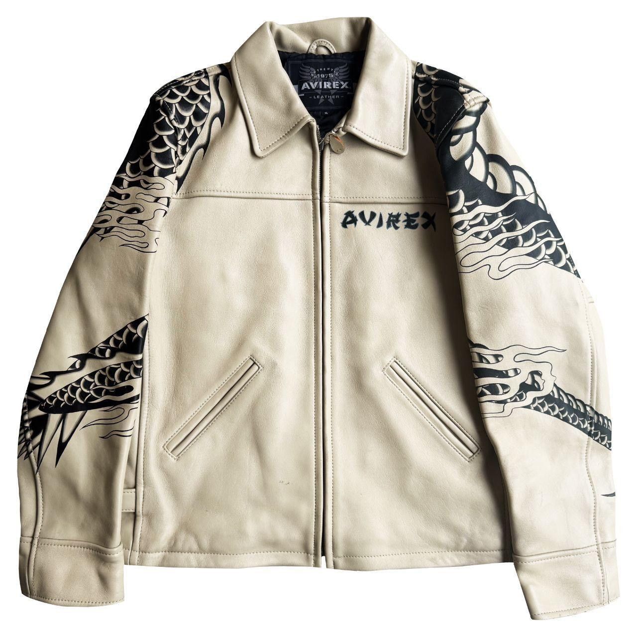 Avirex Avirex Hand Painted Leather Biker Jacket Size US XL / EU 56 / 4 - 2 Thumbnail