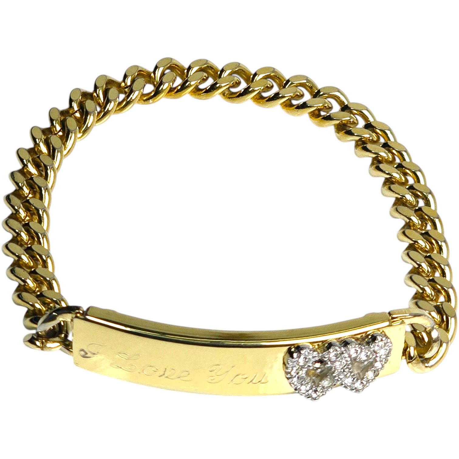 Champion JB Champion Engraved I Love You Cz Double Heart ID Bracelet Size ONE SIZE - 2 Thumbnail